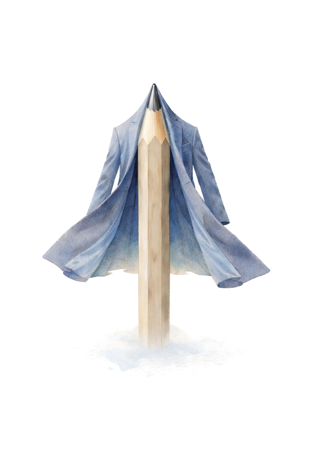 Pencil in coat watercolour illustration